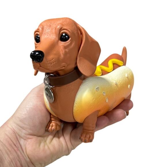 New JW PEI Women's Dachshund Brown Yellow Hard Plastic Hot Dog Clutch Bag - Picture 7 of 8